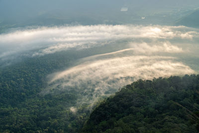 High angle view of mountain against sky