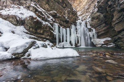 Scenic view of waterfall
