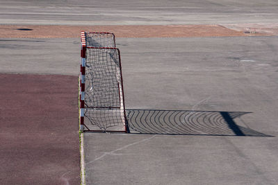 High angle view of soccer field