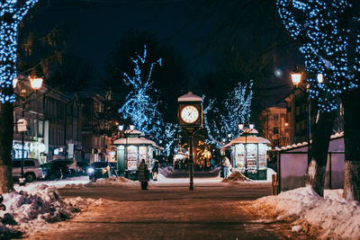 People walking on street at night