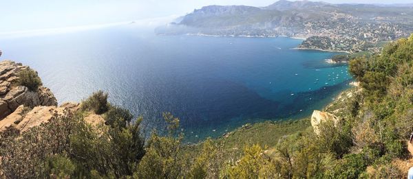 High angle view of sea against sky