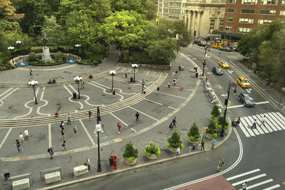 High angle view of city street