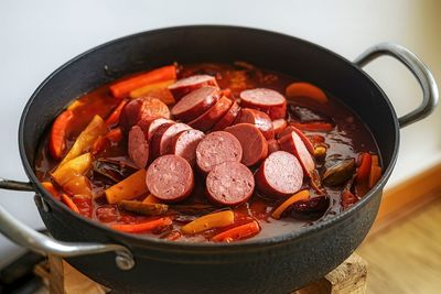 High angle view of food in container