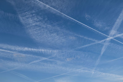 Low angle view of vapor trail in sky