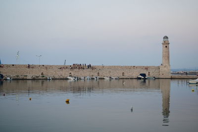 Scenic view of lake against clear sky