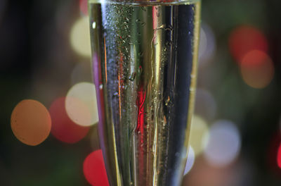 Close-up of crystal ball hanging on pole