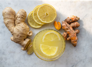 High angle view of fruits on table