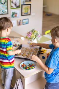 Boy playing at home