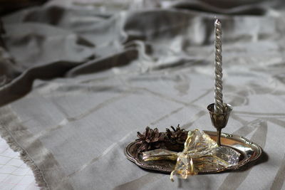 High angle view of decoration on table