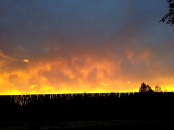 Scenic view of silhouette cityscape against sky during sunset