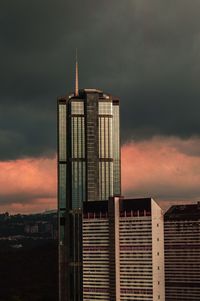 Building against cloudy sky during sunset