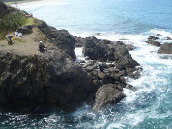 Rocks in sea