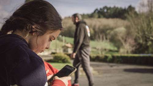 Girl with telephone