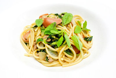 Close-up of noodles in plate