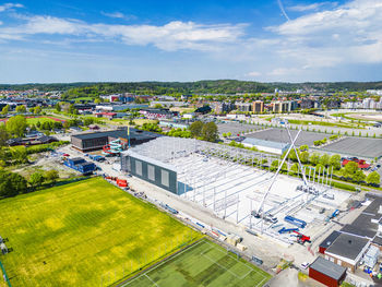 Aerial view of construction site