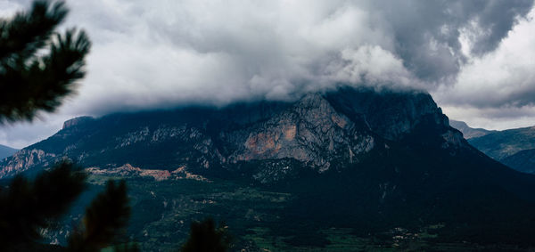 Panoramic view of mountains against sky