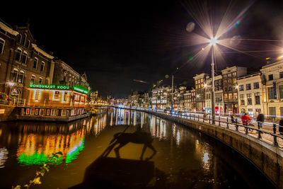 Illuminated buildings in city at night