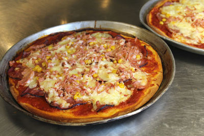 Close-up of pizza on table