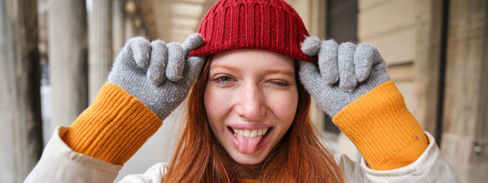 Portrait of woman wearing hat