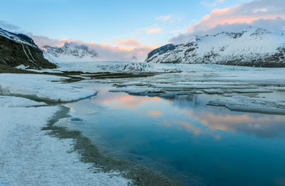 Scenic view of frozen lake against sky