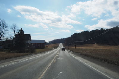 Country road along trees
