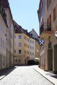 Residential buildings against clear sky