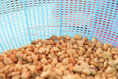 High angle view of cookies in container