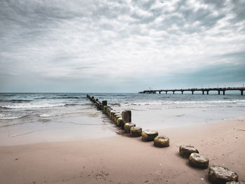 Scenic view of beach against sky