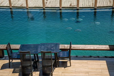 High angle view of swimming pool