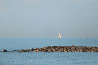 Scenic view of sea against clear sky