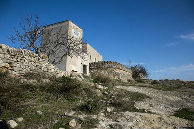 Low angle view of old building against sky