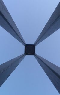 Low angle view of tower against clear blue sky