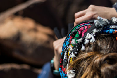 Close-up of woman wearing mask