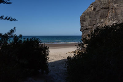 Scenic view of sea against clear sky