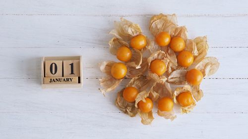 High angle view of lemon on table