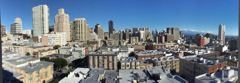 View of cityscape against clear sky