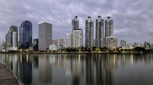 Reflection of buildings in water