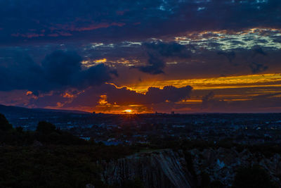Scenic view of dramatic sky during sunset