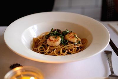 Close-up of meal served in plate