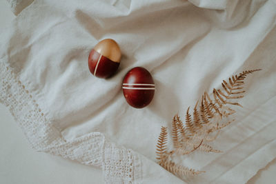High angle view of heart shape on table
