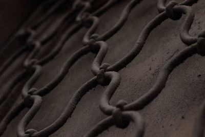 Close-up of dirty metal fence