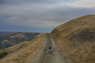 Mountain road against sky