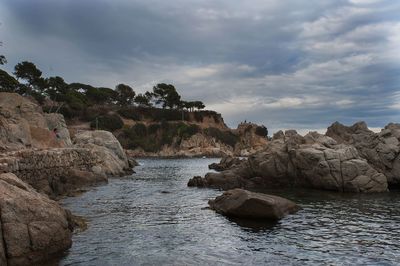 Scenic view of sea against cloudy sky