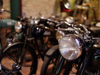 Motorcycles parked on footpath