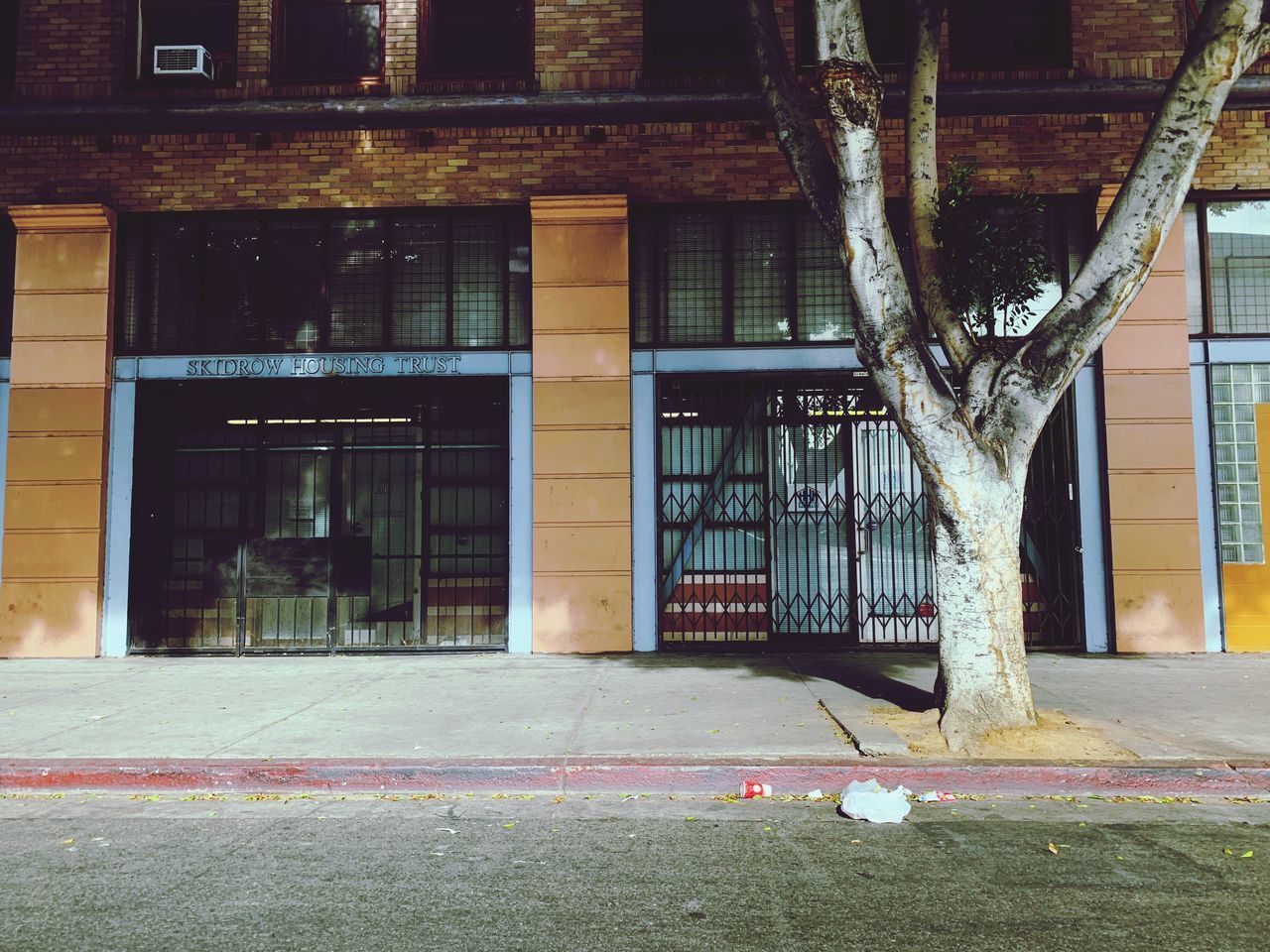 VIEW OF BUILDING WITH STREET LIGHT