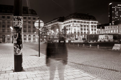 View of illuminated buildings at night