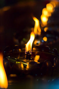 Close-up of lit candles