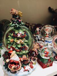 Close-up of christmas decoration on table