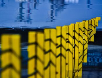 Close-up of yellow shadow on building