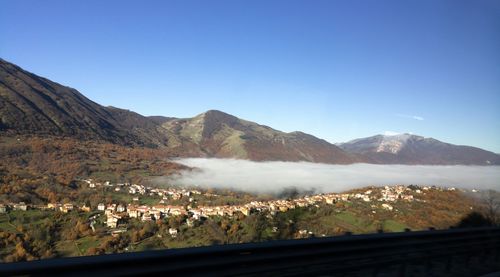 Scenic view of mountains against clear sky